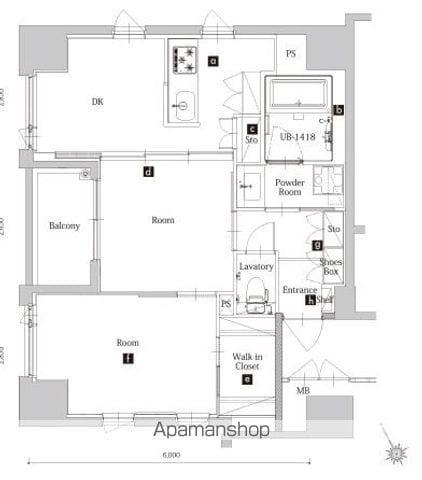 エンクレスト博多 THE TIME(2DK/2階)の間取り写真