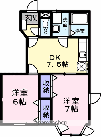ヌ-ベル稲木A(2DK/1階)の間取り写真