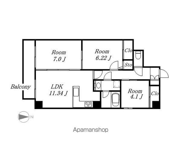 GHONMACHI(3LDK/1階)の間取り写真