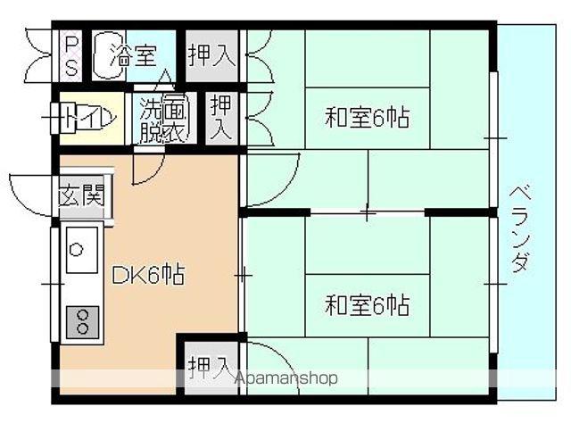ルシェール川真田(2DK/2階)の間取り写真