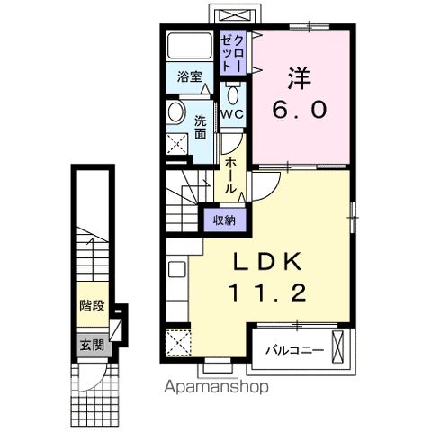 ラヴァンドB(1LDK/2階)の間取り写真
