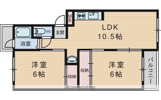 下新庄コーポ(2LDK/5階)の間取り写真