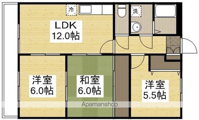 山崎マンション(3LDK/2階)の間取り写真