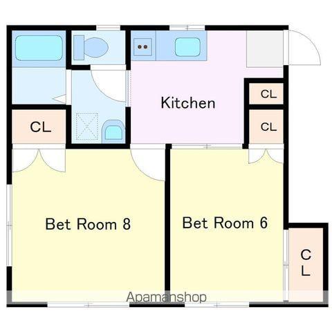 サンパレス(2K/1階)の間取り写真