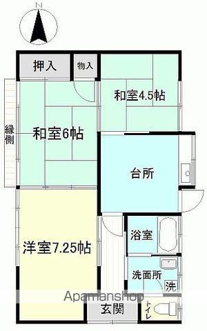 常磐線 勿来駅 バス乗車時間：10分 窪田上町バス停で下車 徒歩10分 1階建 築37年(3K)の間取り写真