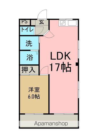 フラッツ高横(1LDK/1階)の間取り写真