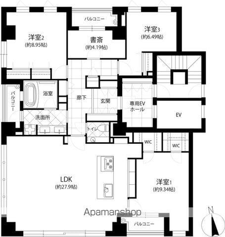 THE GOLDMANCASTLE SAKURAZAKA FOR(4LDK/3階)の間取り写真