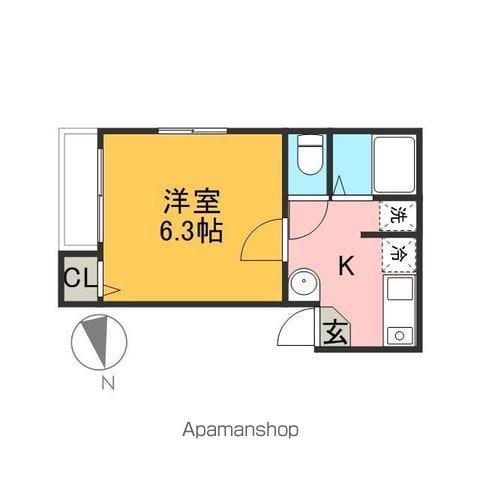 クリスタルK九大南(1K/2階)の間取り写真