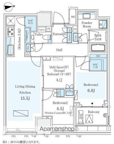 パークコート ザ・三番町ハウス(3LDK/9階)の間取り写真