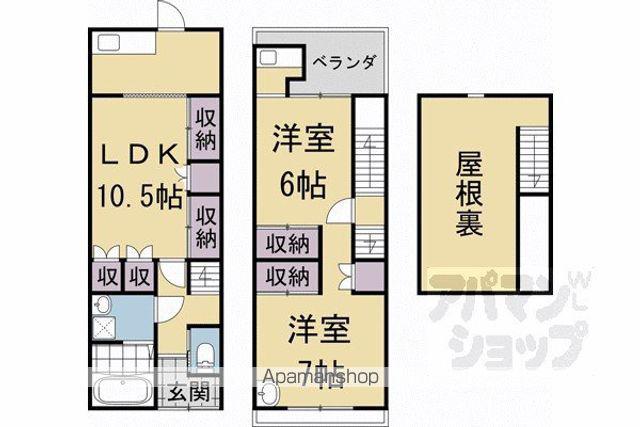 叡山電鉄 一乗寺駅 徒歩8分 2階建 築59年(2LDK)の間取り写真