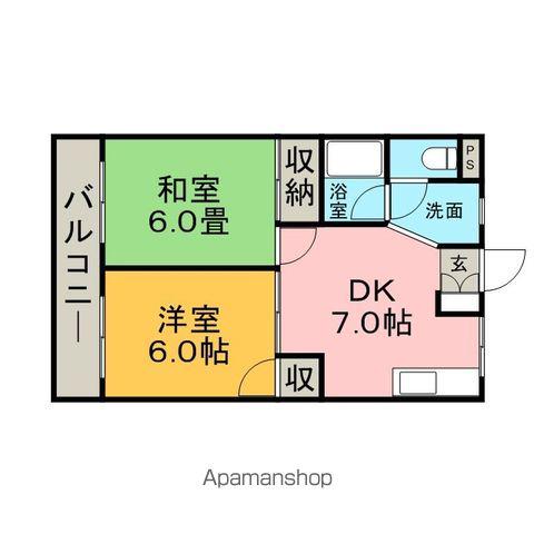 シャポー麦野(2DK/3階)の間取り写真