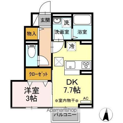 サウスヒルズ(1DK/1階)の間取り写真