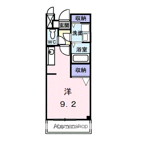 予讃線 坂出駅 バス乗車時間：12分 番の州公園バス停で下車 徒歩3分 2階建 築14年(ワンルーム/2階)の間取り写真