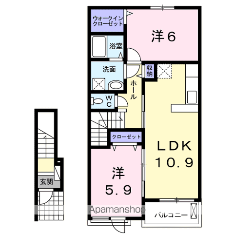 ミニョンⅢ(2LDK/2階)の間取り写真