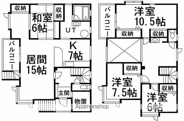 札幌市東豊線 福住駅 徒歩3分 2階建 築38年(4LDK)の間取り写真