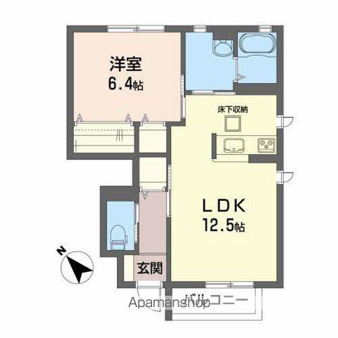 ツインフィールドA(1LDK/1階)の間取り写真
