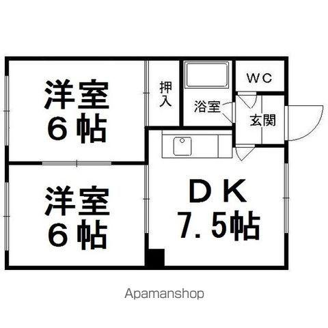 コーポラスグリーン(2DK/1階)の間取り写真