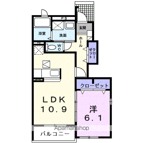 レインボーヒルズⅢ(1LDK/1階)の間取り写真