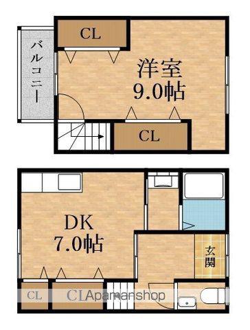 大阪メトロ長堀鶴見緑地 蒲生四丁目駅 徒歩5分 2階建 築62年(1DK)の間取り写真