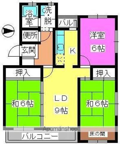 ドミール藤(3LDK/1階)の間取り写真