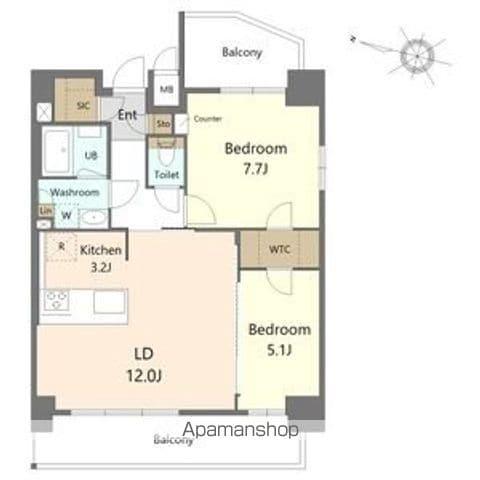S-RESIDENCE上社南AMANTE(2LDK/6階)の間取り写真