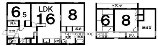 北海道河東郡音更町 2階建 築45年(4LDK)の間取り写真