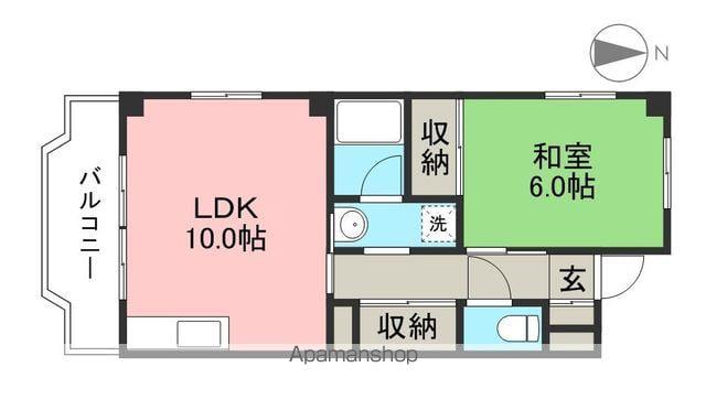 ドミール鷹匠町(1LDK/3階)の間取り写真