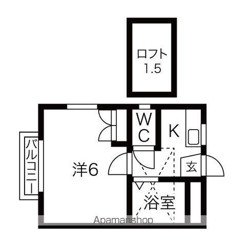 ブライトン北山(1K/2階)の間取り写真
