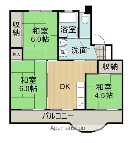 ピース・コーポラス瀬戸 Ⅱ(3DK/5階)の間取り写真