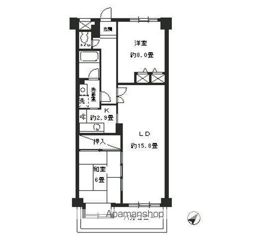 パークハイツ駒込(2LDK/3階)の間取り写真