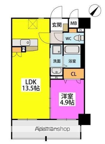 ベルカンパーニュ(1LDK/4階)の間取り写真