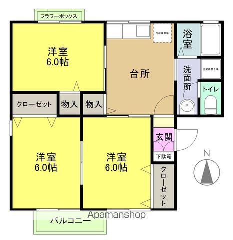 スカイコーポST A棟(3DK/1階)の間取り写真