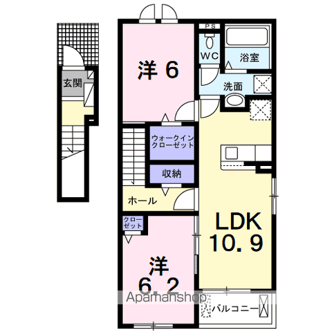 アイリスホーム柿平 Ⅰ(2LDK/2階)の間取り写真