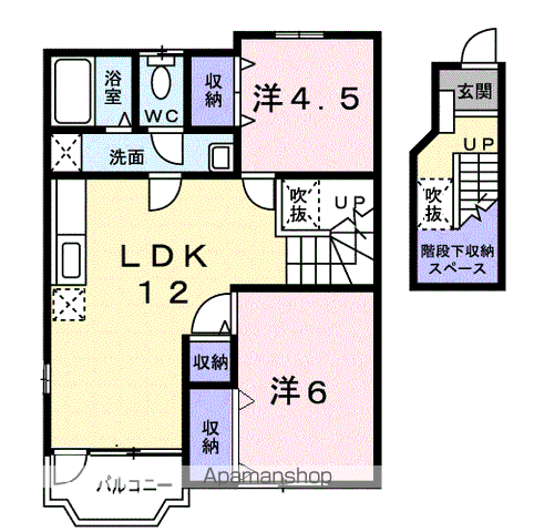 サンライズC(2LDK/2階)の間取り写真