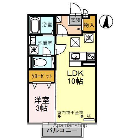 グリーンリーフ(1LDK/1階)の間取り写真