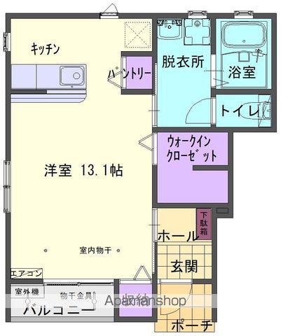 バーン サバイ(ワンルーム/1階)の間取り写真