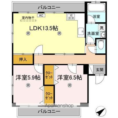 ハイツ・タイチ Ⅰ棟(2LDK/1階)の間取り写真