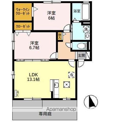 シュロス眉山 A棟(2LDK/1階)の間取り写真