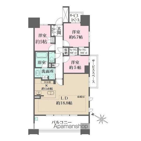 ザ・パークハウス名古屋A棟(3LDK/9階)の間取り写真