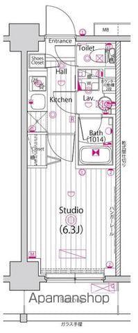 グランドガーラ横浜(1K/4階)の間取り写真