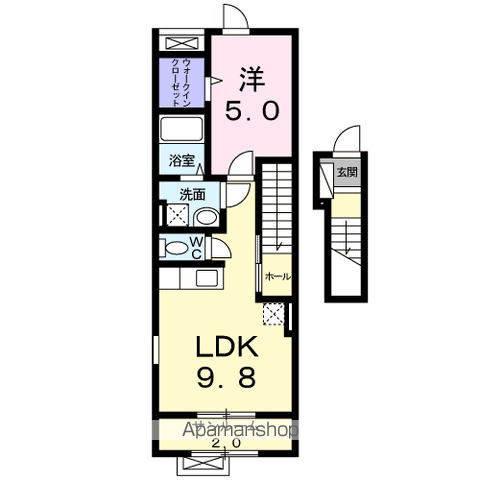 ホームツリーC(1LDK/2階)の間取り写真