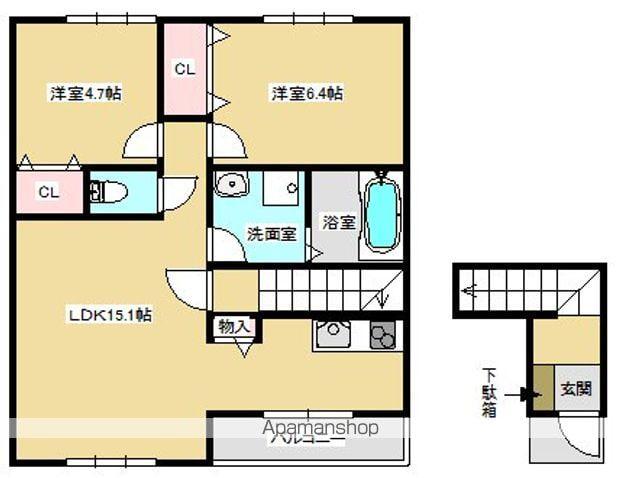 WISTERIA(2LDK/2階)の間取り写真