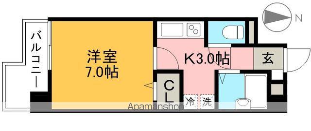 GRAND COURT鷹匠町(1K/3階)の間取り写真