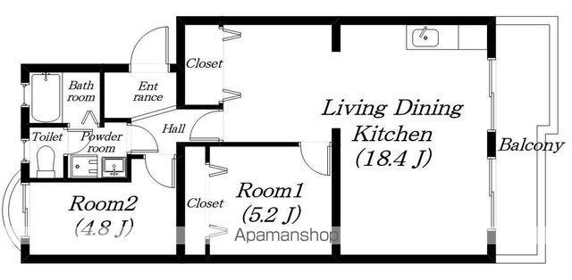 クレセール里内(2LDK/2階)の間取り写真