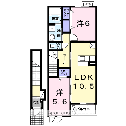 エスポワール(2LDK/2階)の間取り写真