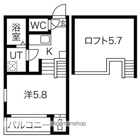 ルシエルメゾネット志賀本通(1K/1階)の間取り写真