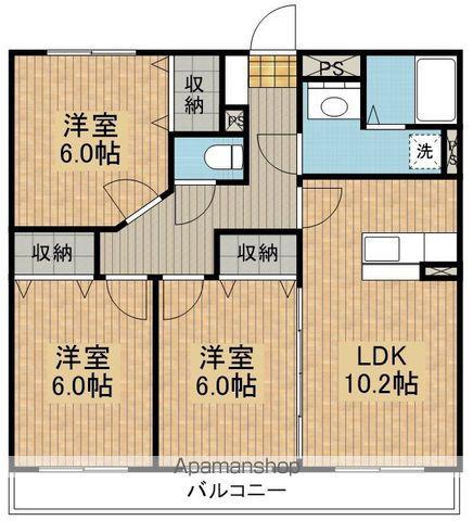 マンションノーブル(3LDK/2階)の間取り写真