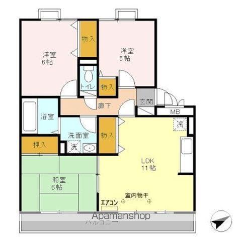 ボナール南流山(3LDK/3階)の間取り写真