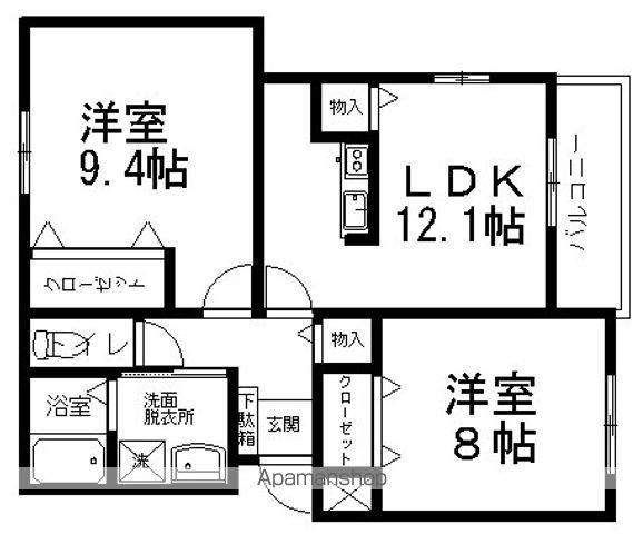 ヴィラ・エスペランス(2LDK/2階)の間取り写真