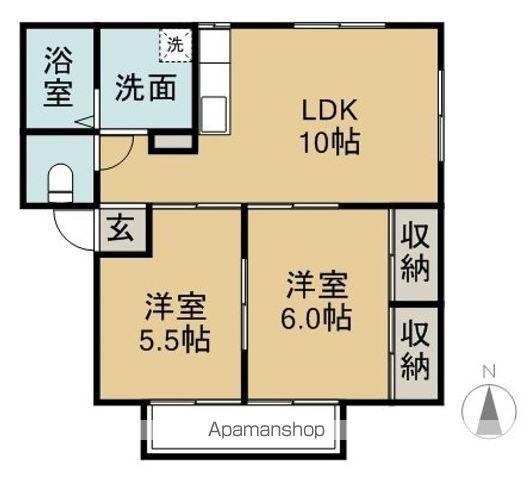 ハマハウス(2LDK/1階)の間取り写真
